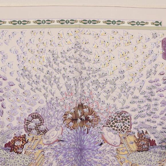 HERMES Carre 90 Scarf ""RENCONTRE OCEANE"" Silk Gray Auth 141551 - Picture 3 of 15